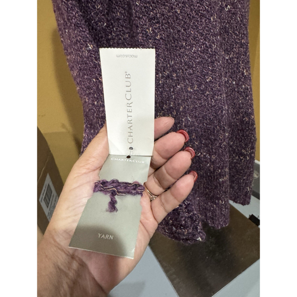 Charter Club Cardigan Purple Fig Combo Sweater NWT - Picture 7 of 8